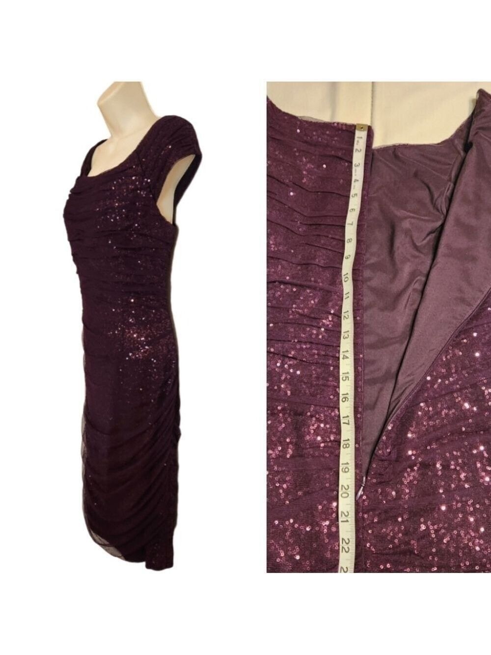 Lauren Ralph Lauren Dress Off Shoulder Plum Size 10 - Picture 4 of 12